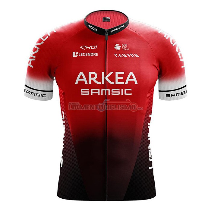 Abbigliamento Ciclismo Arkea Samsic Manica Corta 2022 Rosso Nero